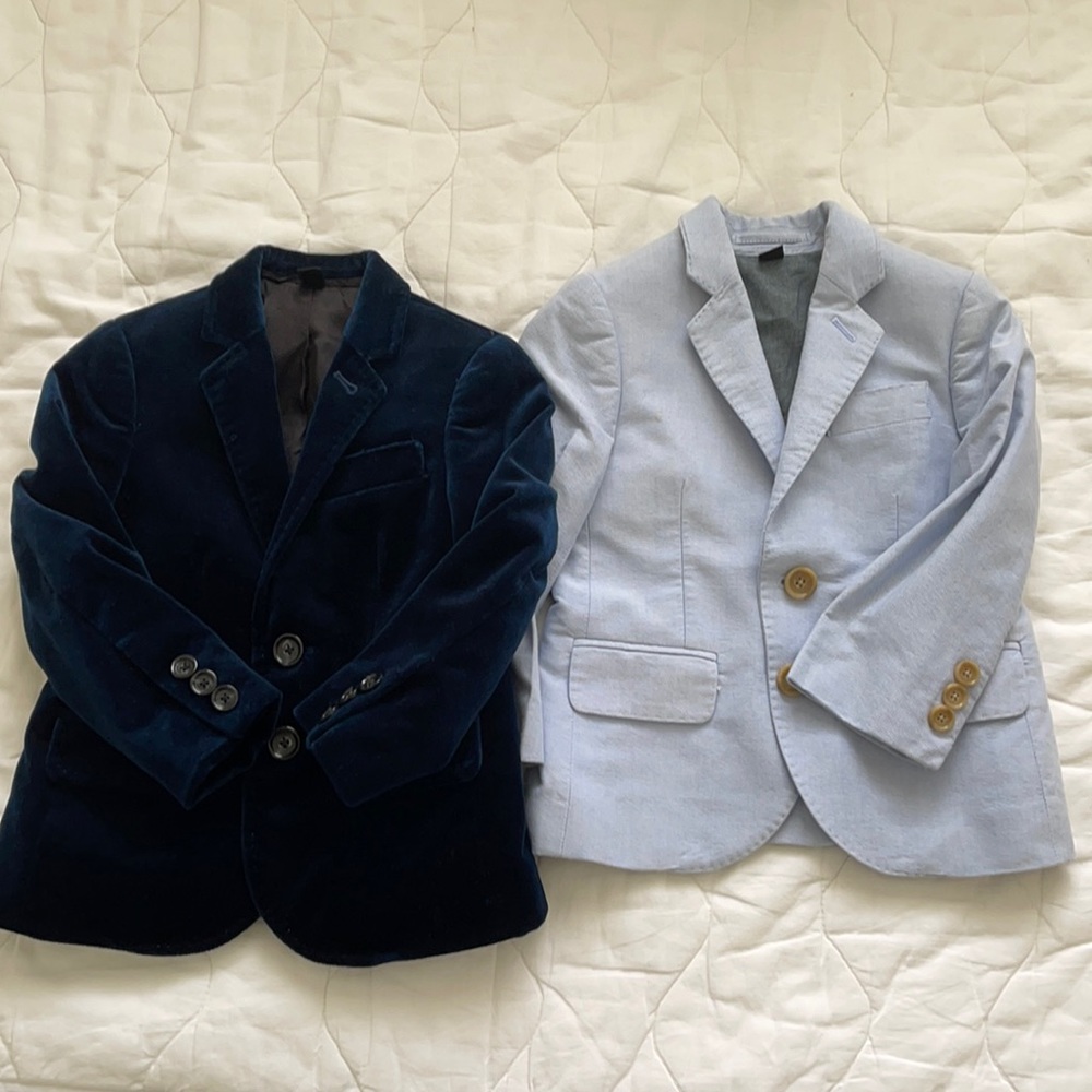Crew cuts velvet suit and blue cotton suit coats size 2